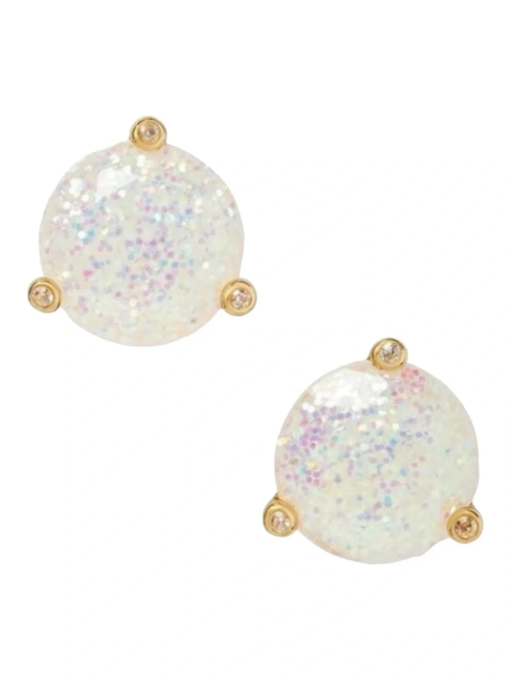 Kate Spade Rise & Shine Glitter Opal Stud Earrings Gold NWT